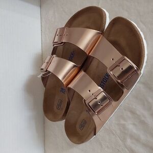 Birkenstock Arizona Womens Size L7 M5 Color Metallic Rose Gold